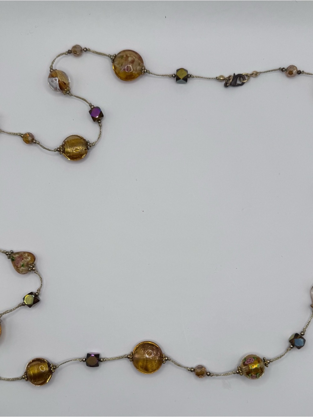 Premier Designs Gold Amber Glass Bead Long Necklace - Unbranded